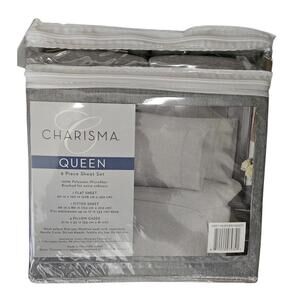 Charisma Queen 6-Piece Microfiber Grau Sheet Set NEW